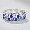 Alloy Rhinestone Finger Rings, Silver, Sapphire, US Size 9(18.9mm)