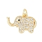 Rack Plating Brass Cubic Zirconia Pendants, with Jump Ring, Long-Lasting Plated, Lead Free & Cadmium Free, Elephant Charm, Real 18K Gold Plated, 12.5x17.5x1.5mm, Hole: 3mm