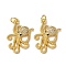 Brass Micro Pave Cubic Zirconia Pendants, with Jump Ring, Rack Plating, Long-Lasting Plated, Lead Free & Cadmium Free, Real 18K Gold Plated, Octopus, 20.5x16x3mm, Hole: 3.5mm