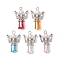 Glass & Alloy Pendants, with Iron Findings & Plastic Pearl, Angel, Mixed Color, 29~30x18x7~8mm, Hole: 2.5mm