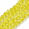 Faceted Bicone Glass Beads Strands, Yellow, 3.5x3mm, Hole: 1mm, about about 107~110pcs/strand, 32.5~34cm