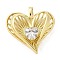 Brass Micro Pave Cubic Zirconia Pendants, Heart, Rack Plating, Long-Lasting Plated, Lead Free & Cadmium Free, Real 18K Gold Plated, 29.5x29x8mm, Hole: 8x4.5mm