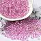 6/0 Transparent Inside Colours Glass Seed Beads, Rondelle, Flamingo, 4x3mm, Hole: 1.4mm, about 7500pcs/pound