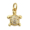 Brass Micro Pave Cubic Zirconia Charms, Rack Plating, Long-Lasting Plated, Cadmium Free & Lead Free, with Jump Ring, Golden, Tortoise, 12x9.5x2mm, Hole: 3.3mm