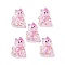 Transparent Resin Bowknot Kitten Decoden Cabochons, Cat Shape with Glitter Powder, Pink, 28x20x7mm