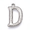 304 Stainless Steel Pendants, Letter Charms, Letter D, 23x14x3mm, Hole: 1.6mm