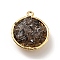 Natural Smoky Quartz Chip Pendants, with Rack Plating Real 18K Gold Plated Brass Findings, Round, Cadmium Free & Nickel Free & Lead Free, 24x20x10~13mm, Hole: 1.8mm
