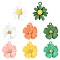 16Pcs 8 Colors Spray Painted Alloy Pendants, Flower, Mixed Color, 20.5~23.5x16.5~19.5x4~6mm, hole: 1.8mm, 2pcs/style