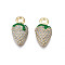 Alloy Pendants, with Enamel, Cadmium Free & Lead Free, Strawberry, Dark Gray, 15x8x4mm, Hole: 2mm
