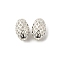 Brass Hollow Beads, Long-Lasting Plated, Oval, Silver, 12x8mm, Hole: 3.5mm