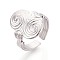 Adjustable 304 Stainless Steel Cuff Open Rings for Women, Vortex, Stainless Steel Color, 19mm, Inner Diameter: 17mm