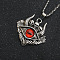 Evil Eye Skull Alloy Pave Glass Pendant 667 Stainless Steel Chain Necklaces for Men, Antique Silver, Red, 23.62 inch(60cm)
