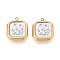 Printed Style 304 Stainless Steel Square with Flower Pendants, Ion Plating(IP), Medium Aquamarine, 18x15.5x4mm, Hole: 1.5~1.6mm