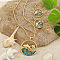 Alloy & Natural Abalone/Paua Shell Pendant Necklaces & Dangle Earrings Sets, Golden, Dolphin, 46mm