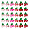 36Pcs 6 Styles Transparent Resin Pendants, Cherry, Mixed Color, 20.5x19.5x10.5mm, Hole: 2~3mm