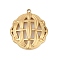 304 Stainless Steel Pendants, Ion Plating(IP), Half Round Charm, Real 18K Gold Plated, 27.5x24x3.5mm, Hole: 1.8mm
