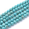 Synthetic Green Turquoise Beads Strands, Round, Dyed, 6~6.5mm, Hole: 1mm, about 63pcs/strand, 38~39cm
