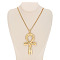 Alloy Pendant Necklaces for Women, Golden, Ankh Cross, 15.75~17.72 inch(40~45cm)
