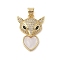 Brass Micro Pave Clear Cubic Zirconia Pendants, with Shell, Heart, Real 18K Gold Plated, 23.5x16.5x5.5mm, Hole: 4mm