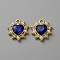 Golden Alloy Pendants, with Rhinestone, Heart Charm, Sapphire, 17.5x15.5x4mm, Hole: 1.8mm
