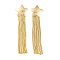 Rack Plating Star Brass Earrings, Tassel Earrings for Women, Cadmium Free & Lead Free, Long-Lasting Plated, Real 18K Gold Plated, 97x24mm