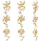 9Pcs 3 Style Brass Micro Pave Cubic Zirconia Pendants Sets, Flower Charm, Real 18K Gold Plated, 16~17.5x10~12.5x2.3~3mm, Hole: 1.2~1.4mm, 3pcs/style