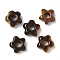 Natural Tiger Eye European Beads, Flower Large Hole Beads, 14~15x14~15x5.5~6mm, Hole: 5mm
