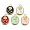 Rack Plating Alloy Enamel Pendants, Light Gold, Cadmium Free & Nickel Free & Lead Free, Oval with Rose & Word Love, Mixed Color, 21x16x3mm, Hole: 1.6mm