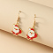 Simple Christmas Alloy Dangle Earrings, with Enamel, Real 18K Gold Plated, Santa Claus