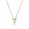 Brass Initial Pendant Box Chain Necklaces for Women, Golden, Letter T, 16.54 inch(42cm)