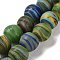 Handmade Lampwork Beads Strands, Round, Green, 13~14x12~12.5mm, Hole: 3~3.5mm, about 15pcs/strand, 7.09 inch(18cm)