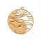 201 Stainless Steel Pendants, Laser Cut, Day and Night & Yin Yang Charm, Golden, 32x29.5x1mm, Hole: 1.6mm