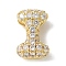 Brass Micro Pave Cubic Zirconia Beads, Letter, Rack Plating, Long-Lasting Plated, Real 18K Gold Plated, Letter I, 10.5x6.5x4.5mm, Hole: 3x2mm