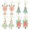 4Pcs Christmas Brass Dangle Earrings for Women, with Acrylic and Iron Open Jump Rings, Golden, Mixed Color, 61mm, 4pcs/set