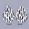 PU Leather Big Pendants, teardrop, with Feather Pattern, Colorful, 56x37x1.5mm, Hole: 1.2mm