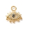 Brass Cubic Zirconia Pendants, Cadmium Free & Nickel Free & Lead Free, Evil Eye Charms, Real 18K Gold Plated, 16.5x15.5x3.5mm, Hole: 3mm