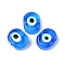 Handmade Evil Eye Lampwork Beads, Oval, Dodger Blue, 18x14x7mm, Hole: 2mm