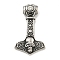 316 Surgical Stainless Steel Pendants, with Rhinestone, Thor's Hammer with Skull Charm, Crystal, 42x24.5x8.5mm, Hole: 5x4mm