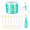 DIY Jewelry Making Findings Kits, incluing Flat PVC Laser Cord, Iron Split Key Rings & Key Clasp Finding, Zinc Alloy Lobster Claw Clasps, 304 Stainless Steel Keychain Clasp Findings, Turquoise