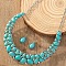 Teardrop Synthetic Turquoise Pendant Necklaces & Dangle Earrings Sets, Alloy Jewelry Sets, Antique Silver, 420mm
