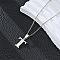 201 Stainless Steel Crystal Rhinestone Initial Pendant Necklaces, Stainless Steel Color, Non-Tarnish, Letter T, 15.75 inch(40cm)