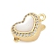 Brass Micro Pave Clear Cubic Zirconia Box Clasps, with Shell, Heart, Real 18K Gold Plated, 9.5x15.5x7.5mm, Hole: 1.4mm and 1.2mm