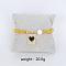 Bohemian Style Brass Rectangle Charm Bracelets, Round Beads Stretch Bracelets for Women, with Pearl and Cubic Zirconia, Golden, Heart, Inner Diameter: 2-3/8 inch(6cm)