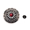 1-Hole Alloy & Turquoise Decorative Rivets, Flat Round with Chrysanthemum Pattern, for DIY Luggage and Hardware Accessaries, Red, 30x8.8~9.3mm, Hole: 2.5mm