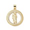 Brass Micro Pave Cubic Zirconia Pendants, Relion, Saint Jude, Lead Free & Cadmium Free, Long-Lasting Plated, Real 18K Gold Plated, 28x25x3mm, Hole: 6x4mm