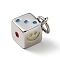 304 Stainless Steel Enamel Pendants, Dice, Stainless Steel Color, 30x21x21mm, Hole: 9mm, Jump Ring: 13x2mm, 9mm Inner Diameter