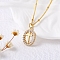 Brass Clear Cubic Zirconia Pendant Necklaces for Women, Real 18K Gold Plated, Cross, 17.56 inch(44.6cm),Extender: 51mm