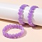 Oval Natural Malaysia Jade Beaded Stretch Bracelets, Medium Orchid, Inner Diameter: 2-3/8 inch(6cm)