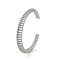Brass Micro Pave Cubic Zirconia Hollow Cuff Bangles, Long-Lasting Plated, Lead Free & Cadmium Free, Platinum, Inner Diameter: 2-3/8 inch(5.9cm)