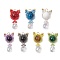 Natural Mixed Gemstone & Handmade Glass Seed Beaded Cat Shape Pendants, with Jump Ring, Mixed Dyed and Undyed, 28.5x15x8mm, Hole: 3mm